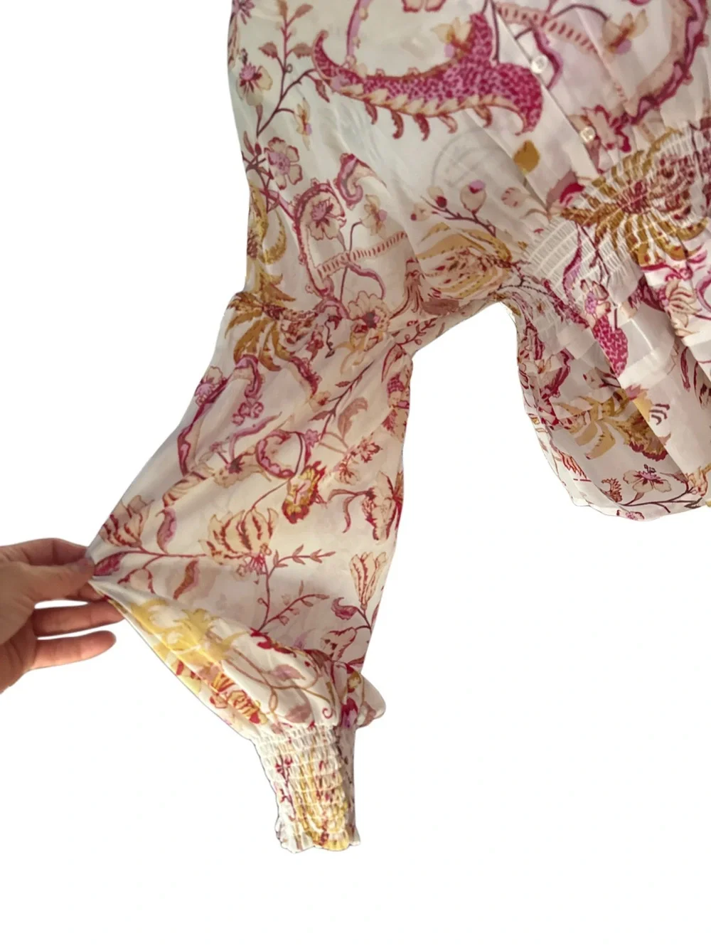 NWT! Women's Guess Floral Cream and Pink top, size large